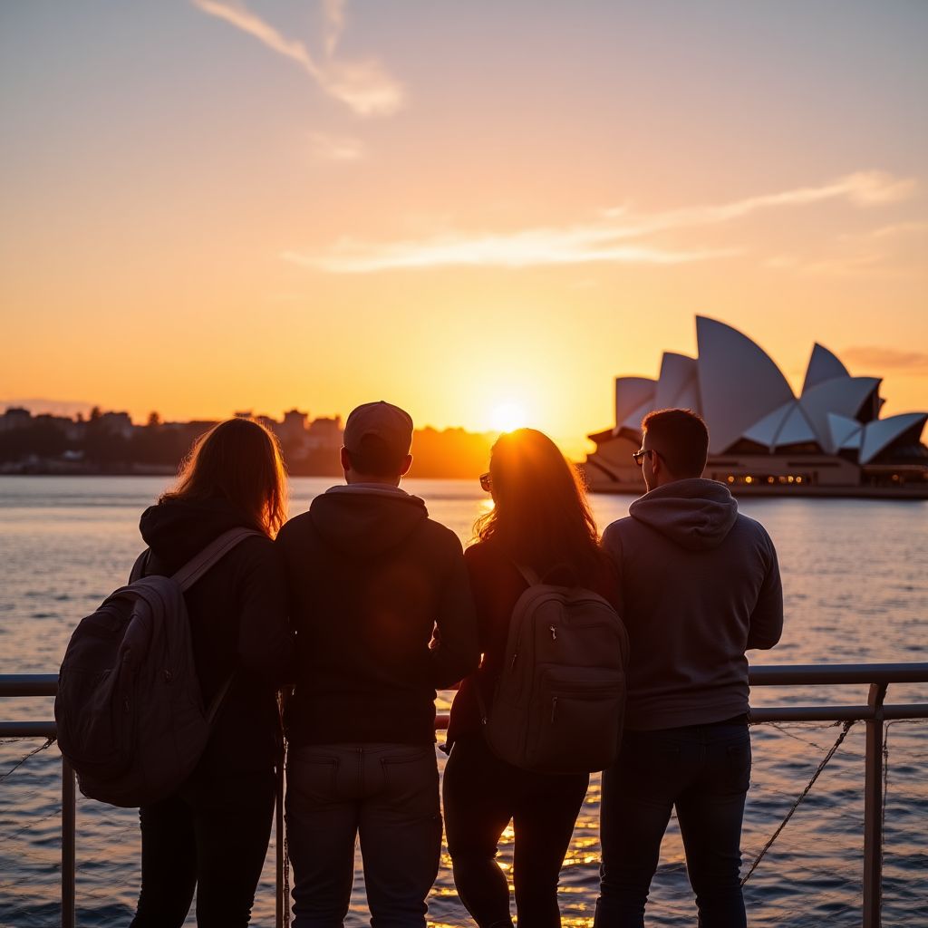 The founding team of Travel Australia on Sydney Harbour