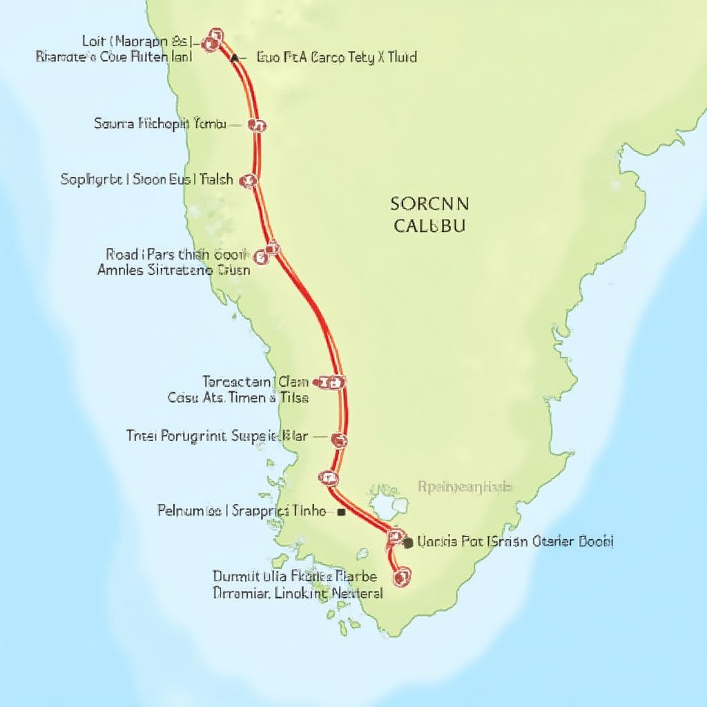 Great Ocean Road map with landmarks