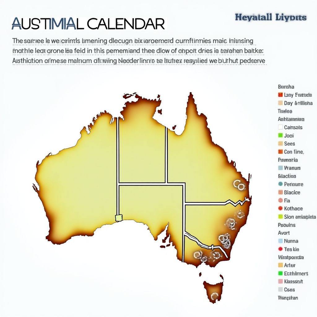 Seasonal calendar showing best times to visit different Australian regions