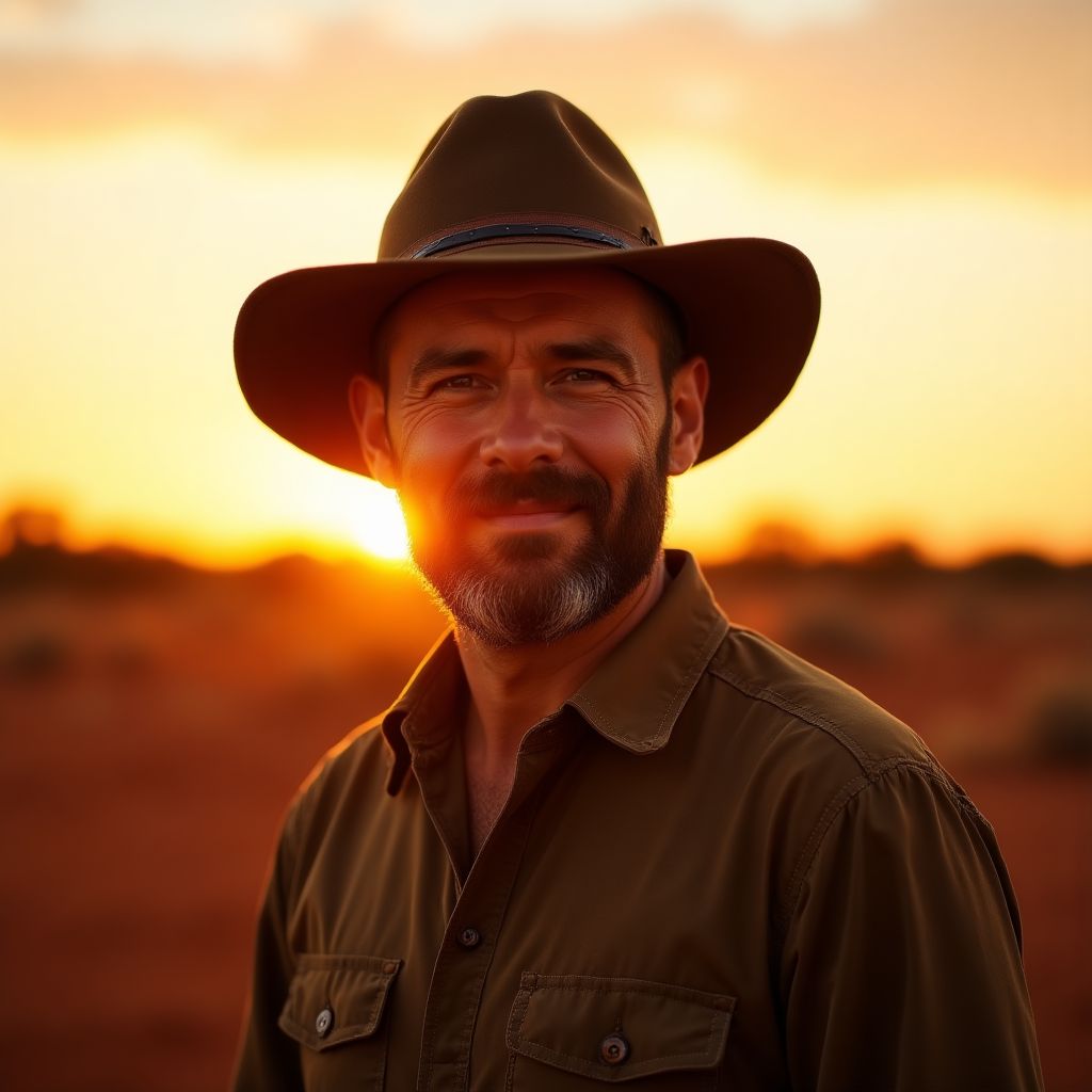 Marcus Rodriguez posing with camera in Australian outback